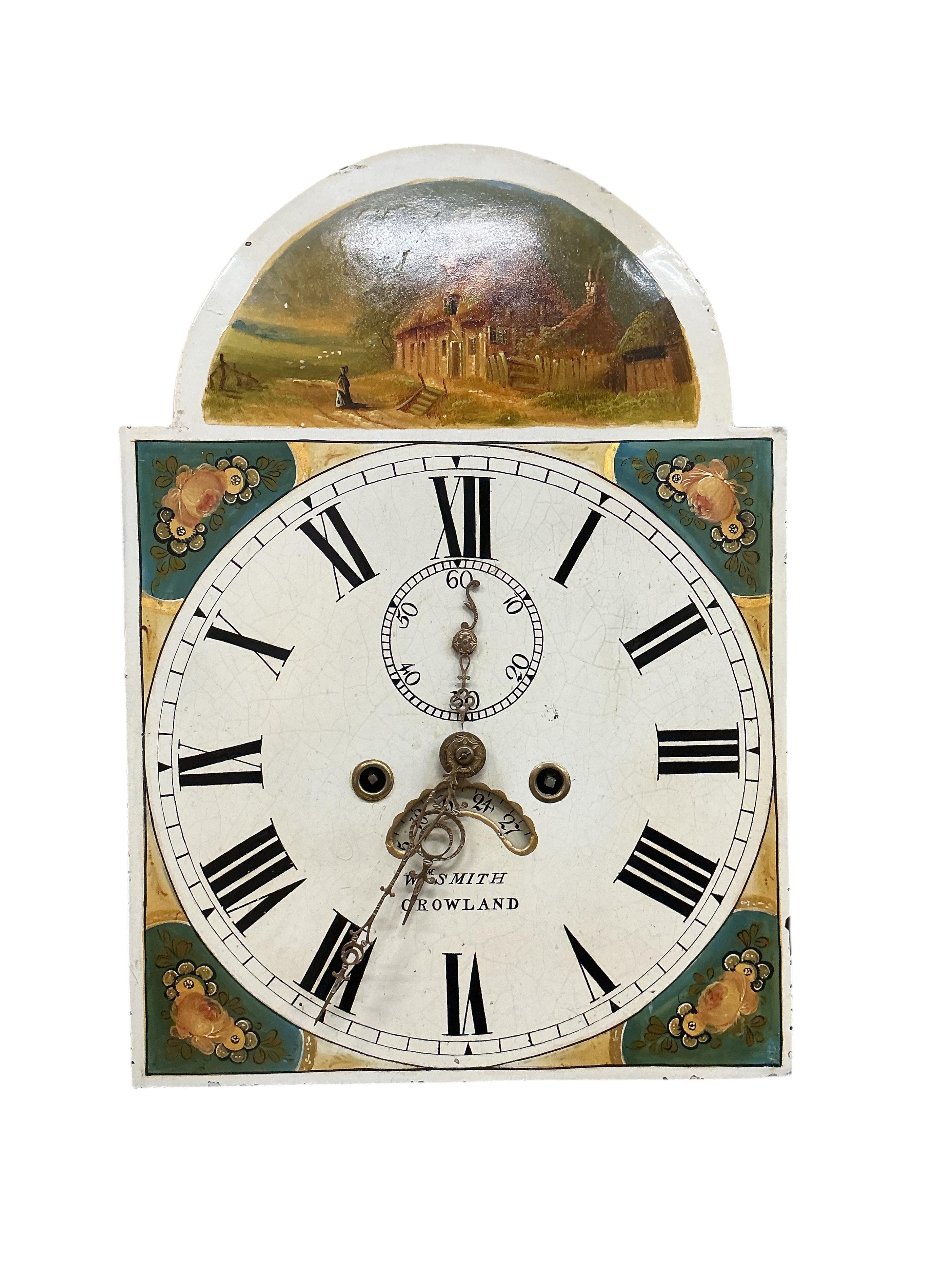 An early 19th century oak and mahogany eight day longcase clock, marked William Smith, Crowland, height 202cm